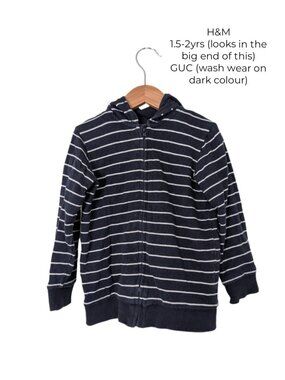 H&M Navy Striped Zip Up Hoodie 1T 2T Toddler Clothes